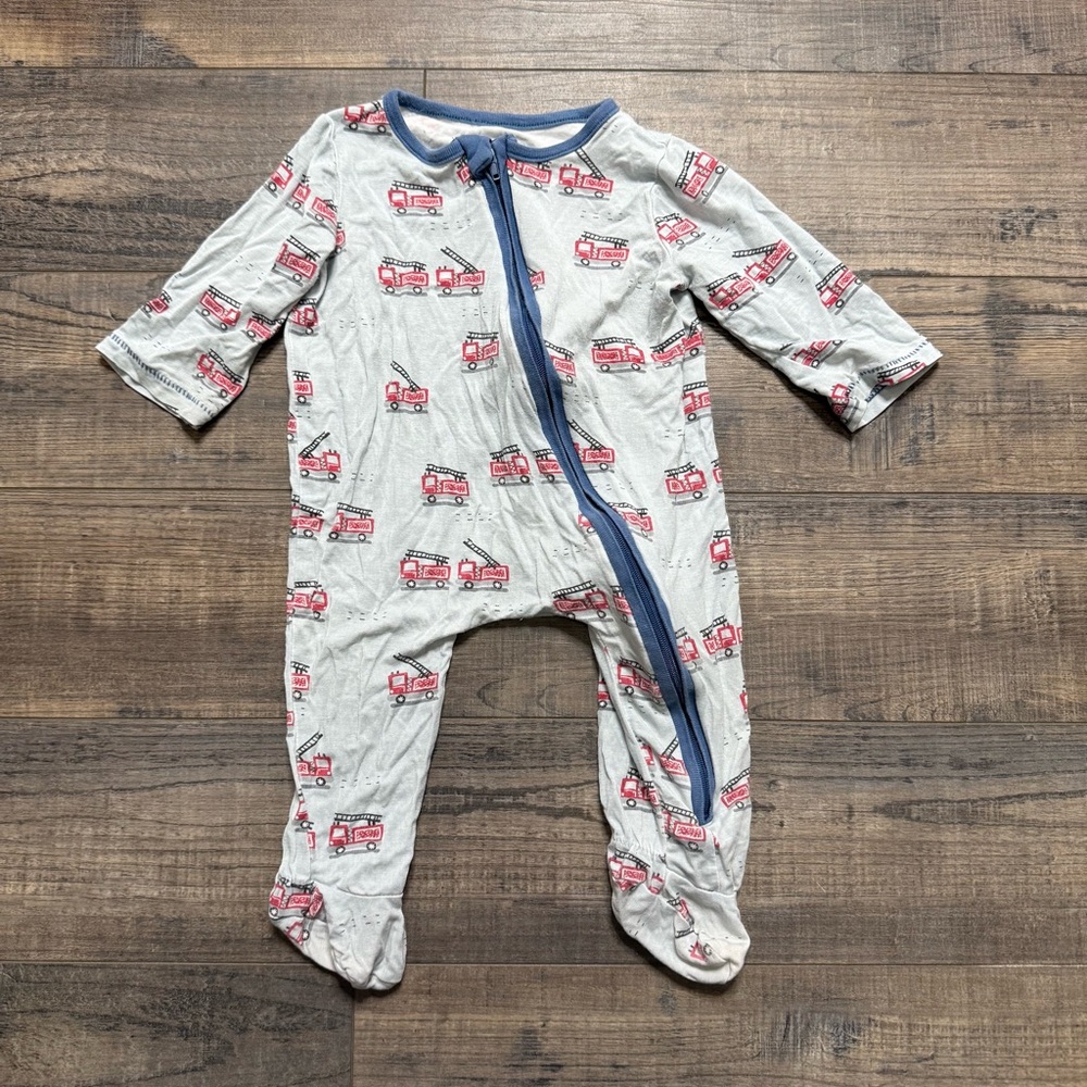 Mudpie‎ Blue Red Fire Truck Zipper Footie